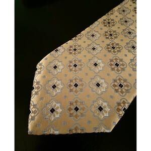 PAUL DIONE Gold w/Geometric Floral Pattern Silk Tie